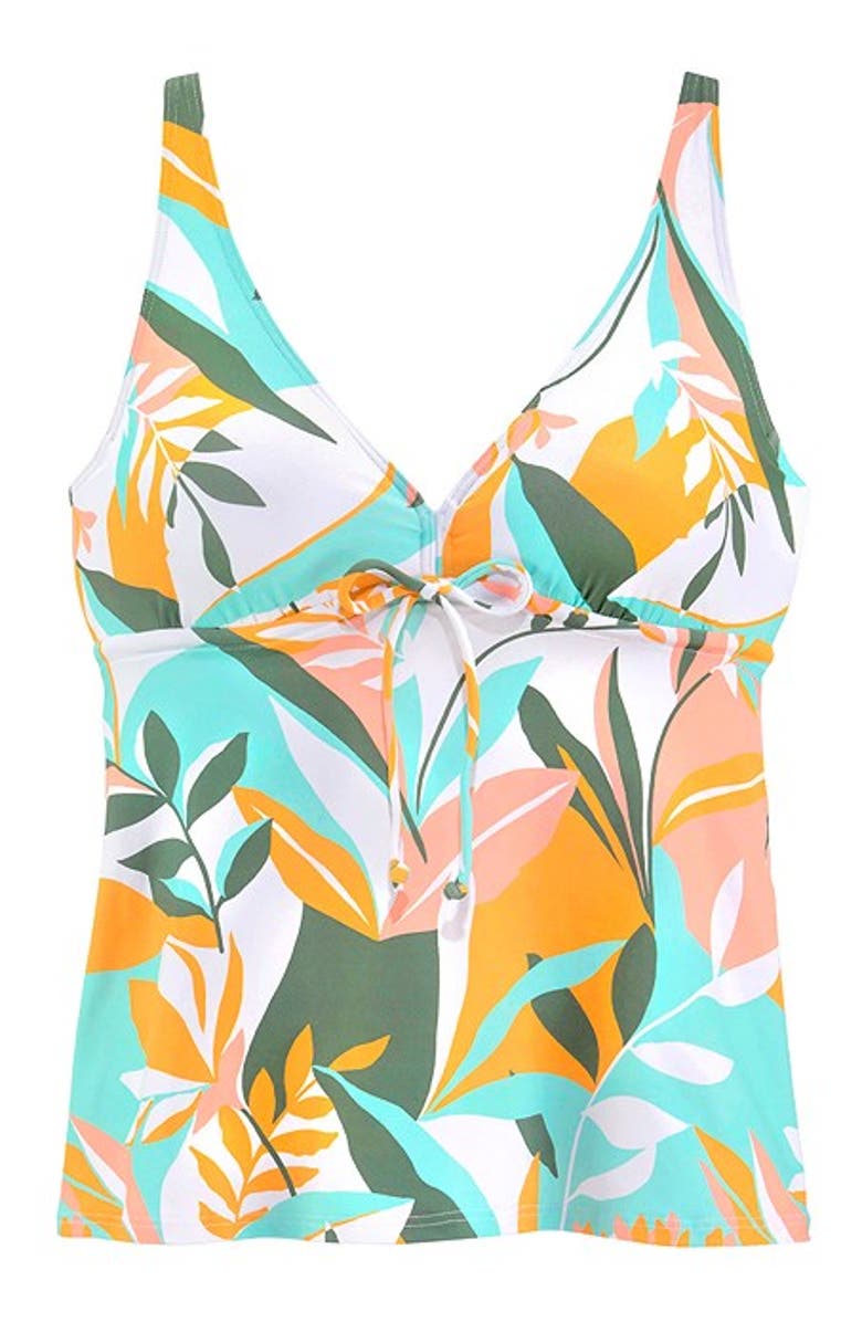 LASCANA Women's Mix Print Tankini Top, Alternate, color, Yellow & White