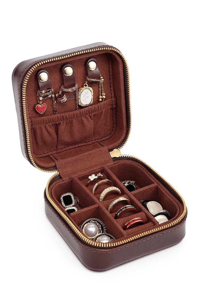 OLD TREND Cube Genuine Leather Compact Jewelry Box, Alternate, color, Brown