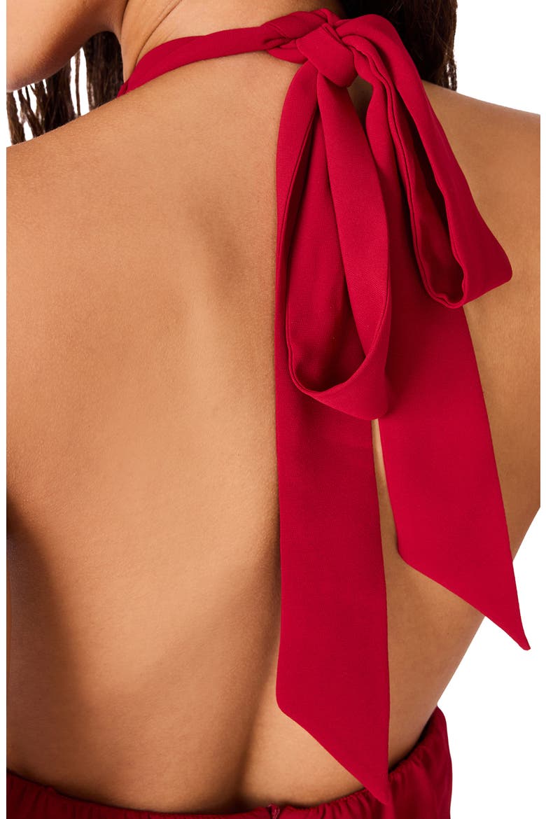Aiyana Wide Leg Halter Jumpsuit, Alternate, color, TRUE RED