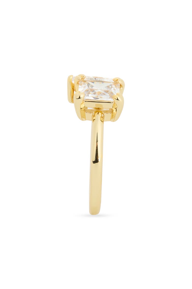 Pear & Square Cut Crystal Engagement Ring, Alternate, color, CLEAR / GOLD