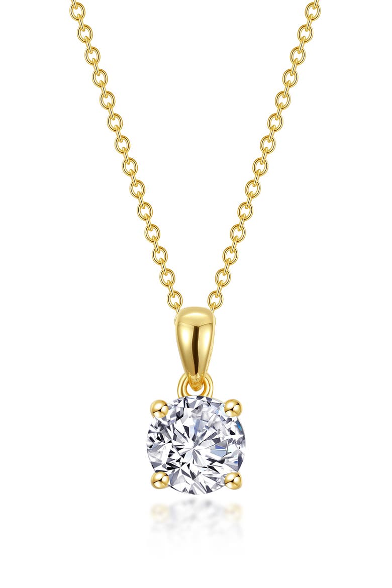 Simulated Diamond Solitaire Pendant Necklace, Main, color, WHITE