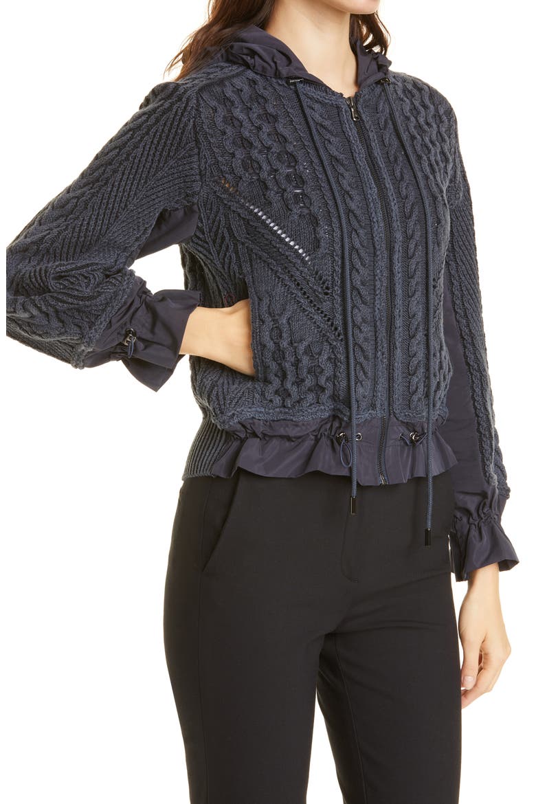 Lynne Mixed Knit Zip-Up Sweater, Alternate, color, NAVY