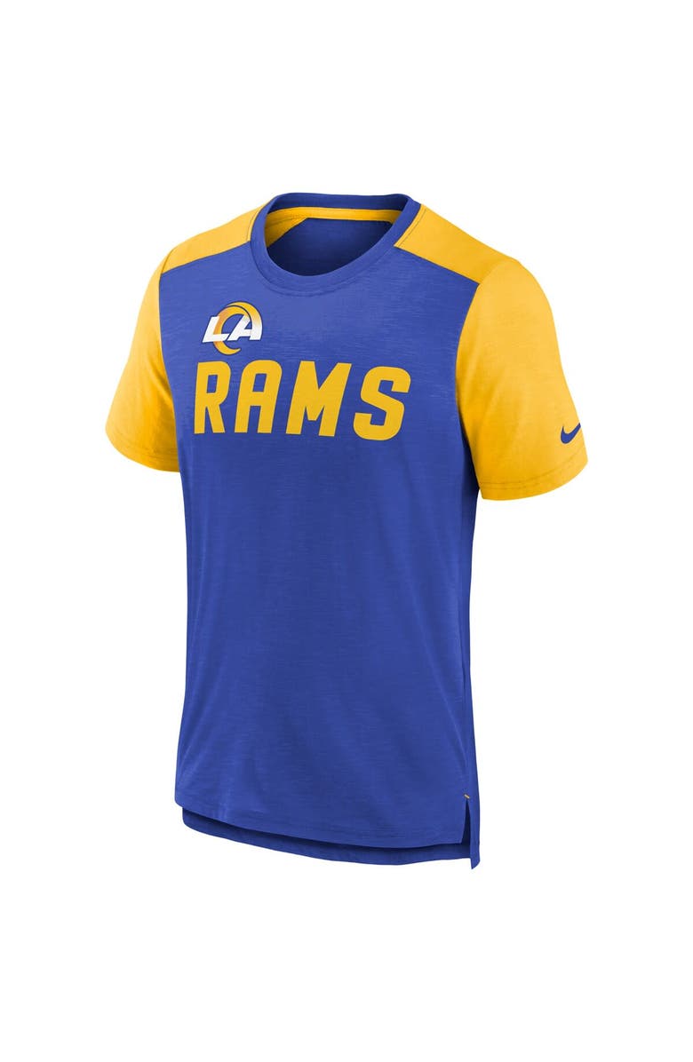Nike Youth Nike Heathered Royal/Heathered Gold Los Angeles Rams Colorblock Team Name T-Shirt, Alternate, color, 