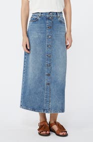 Weekend Max Mara Dasti Button Front Denim Midi Skirt