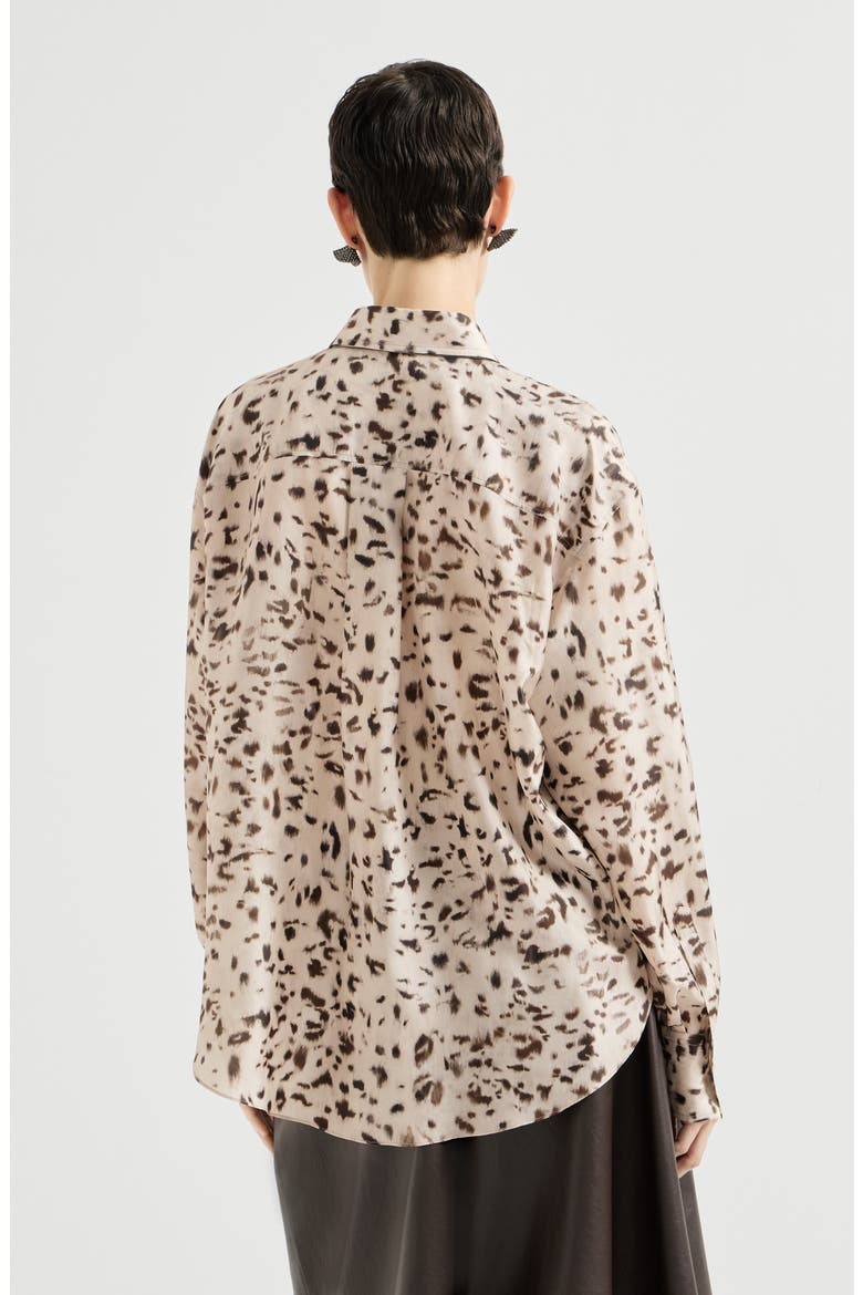 Lynx print silk pongee shirt with monili, Alternate, color, Multicoloured