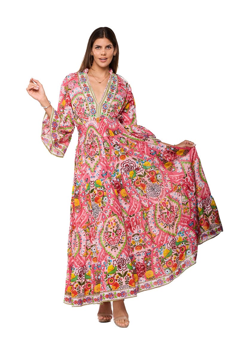 RANEES Long Sleeve Tiered Maxi Dress, Alternate, color, Pink