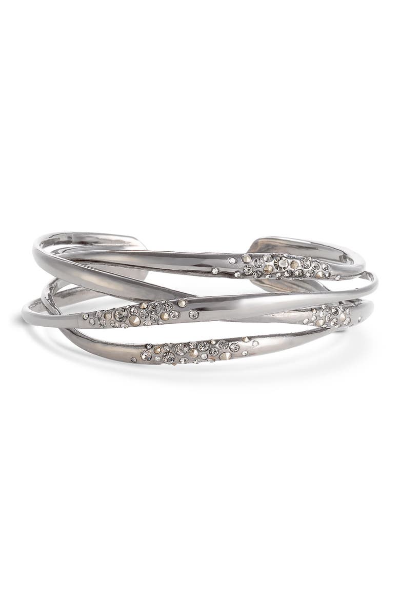 'Miss Havisham' Encrusted Orbital Cuff (Nordstrom Exclusive), Main, color, RHODIUM