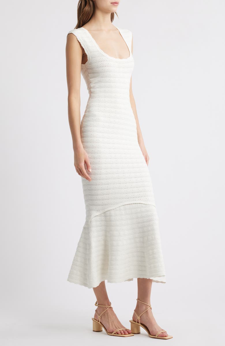 LoveShackFancy Leigh Pointelle Body-Con Dress, Alternate, color, 