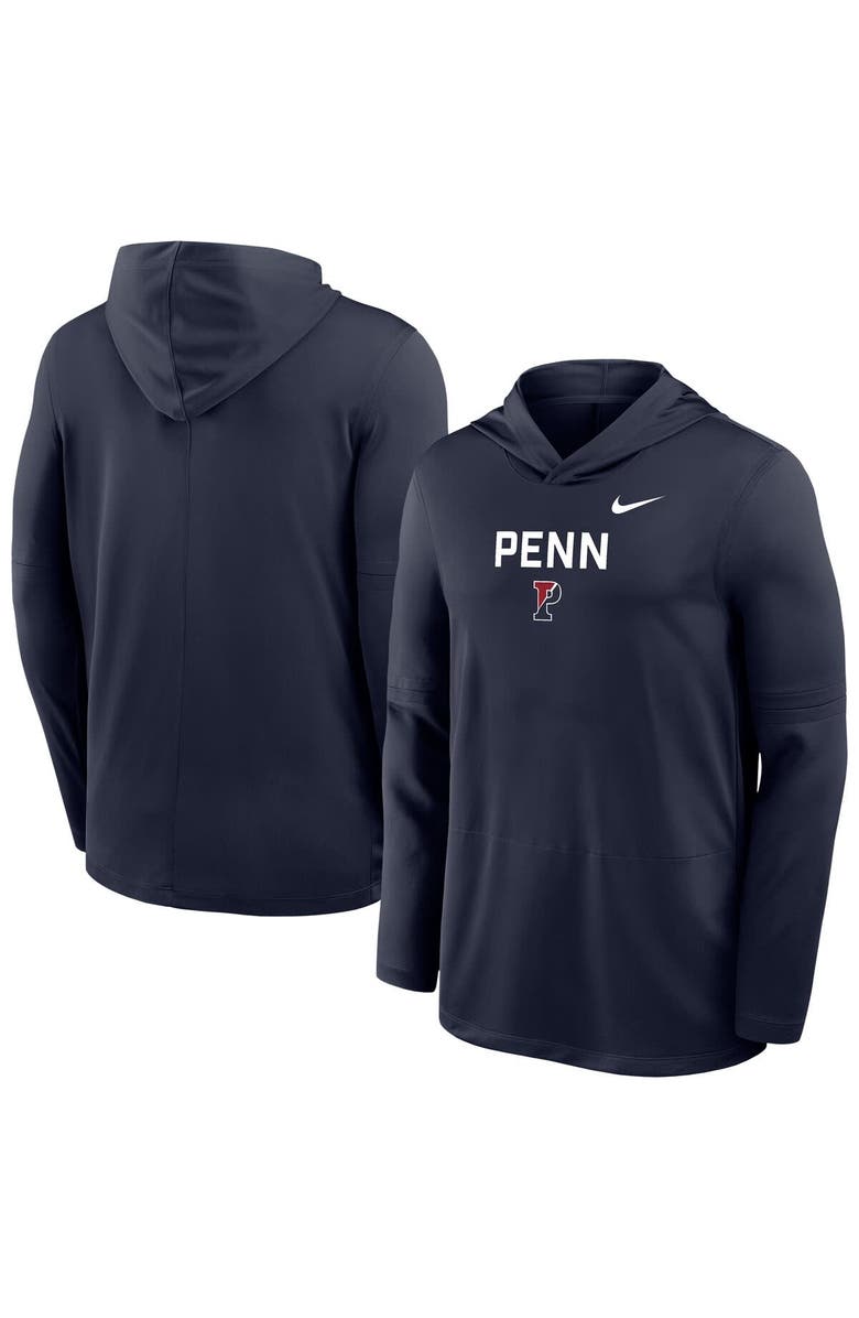 Nike Men's Nike  Navy Pennsylvania Quakers Sideline Dri-FIT Lightweight Hooded Top, Main, color, Navy
