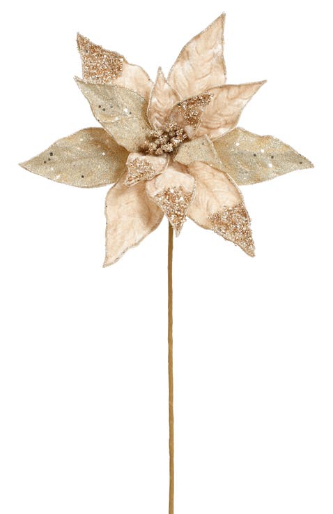 Glitter Poinsettia Spray, Set of 12
