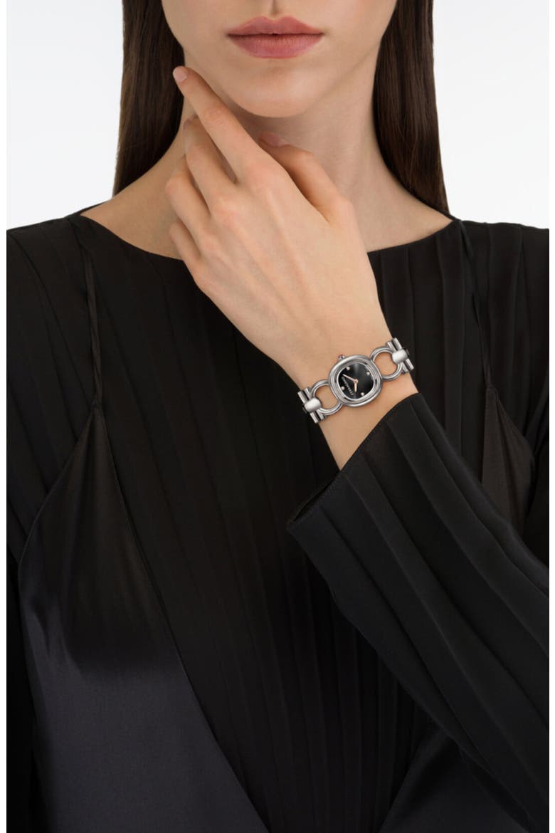 Double Gancini Petite Bracelet Watch, Alternate, color, STAINLESS STEEL