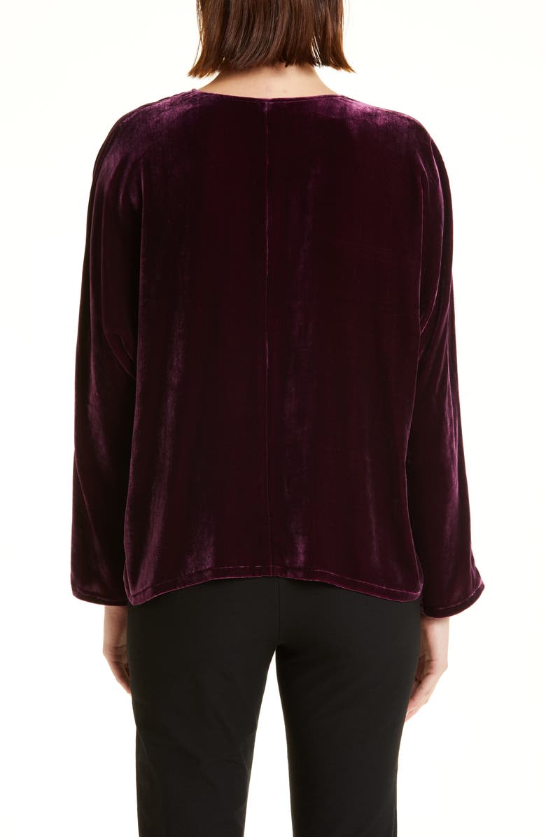 Eileen Fisher Long Sleeve V-Neck Velvet Top, Alternate, color, Sweet Plum