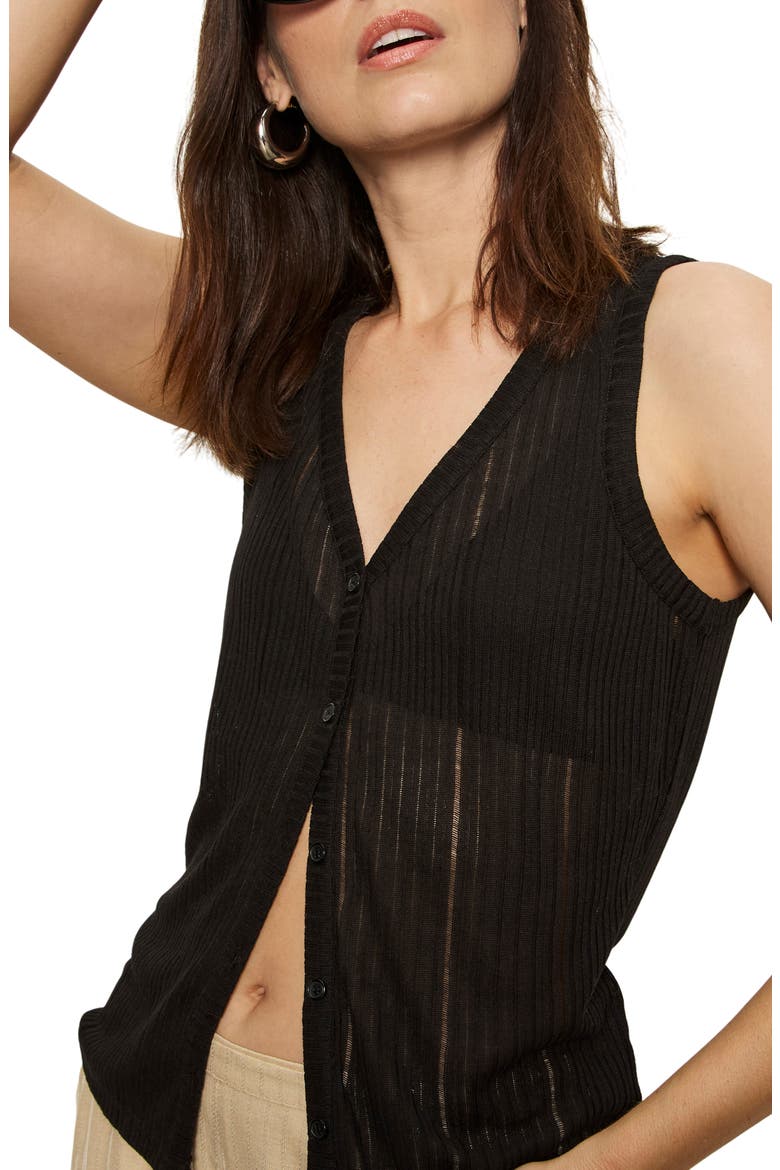 Rib Button Front Tank, Alternate, color, BLACK