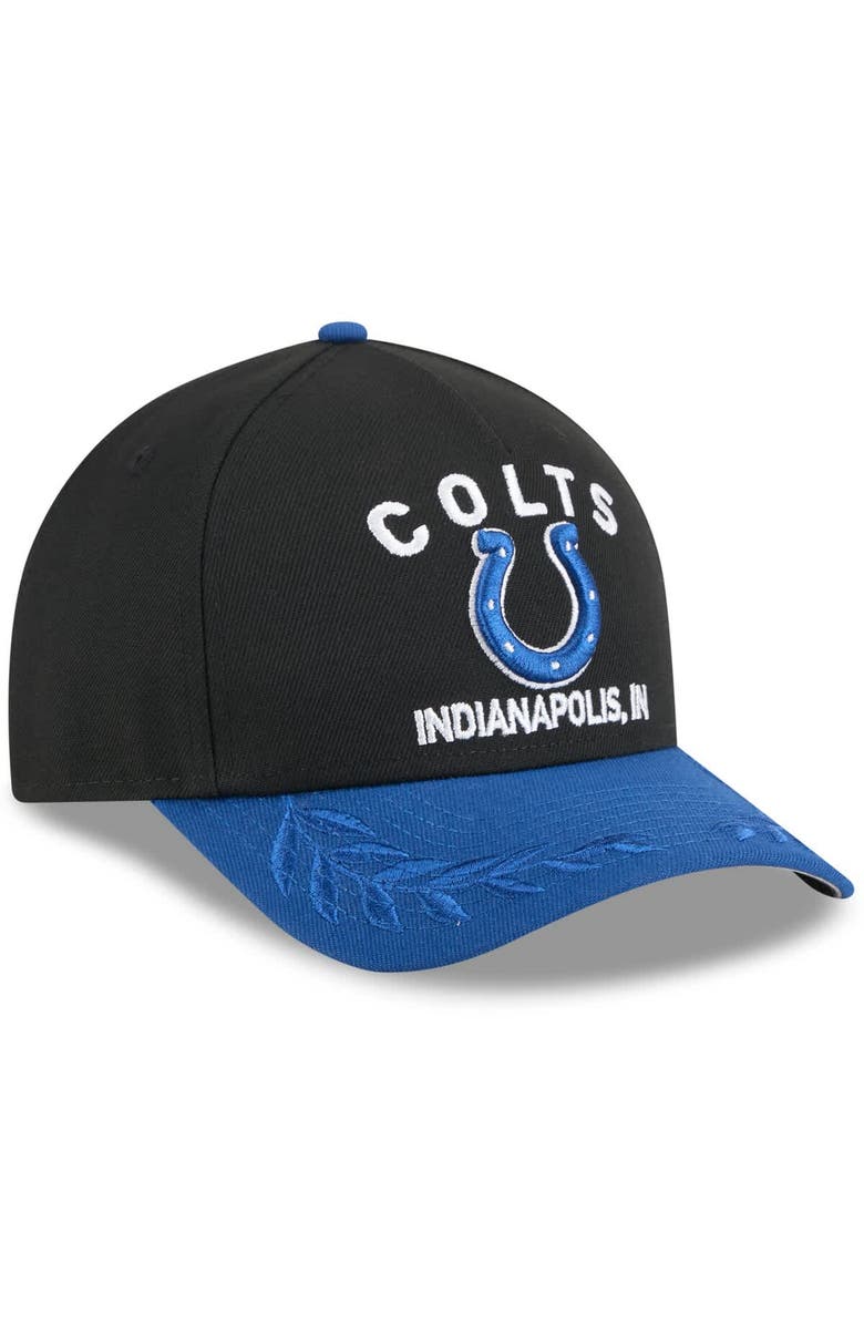 New Era Men's New Era Black/Royal Indianapolis Colts 2025 NFL Draft 9FORTY A-Frame M-Crown Adjustable Hat, Alternate, color,