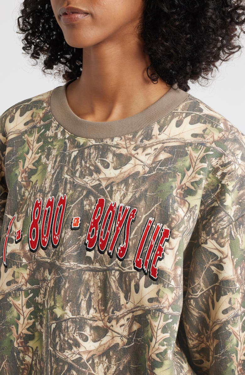 BOYS LIE Kara 1-800-Manhunt Camo Cotton Blend Sweatshirt, Alternate, color, Multi