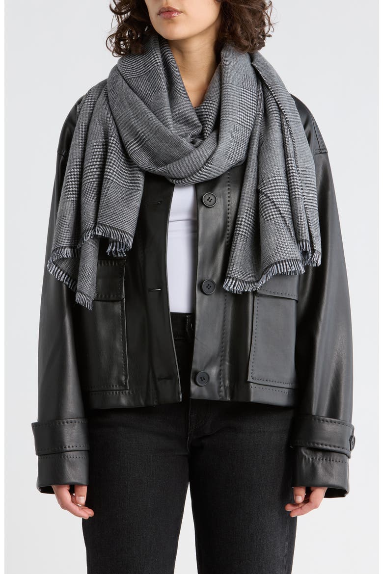 Houndstooth Scarf, Main, color, GREY