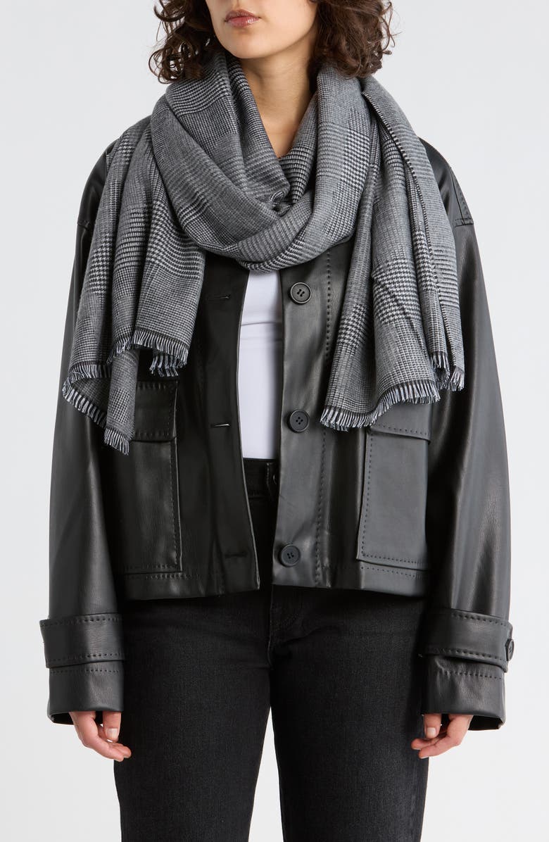 Ted Baker London Houndstooth Scarf, Main, color, Grey