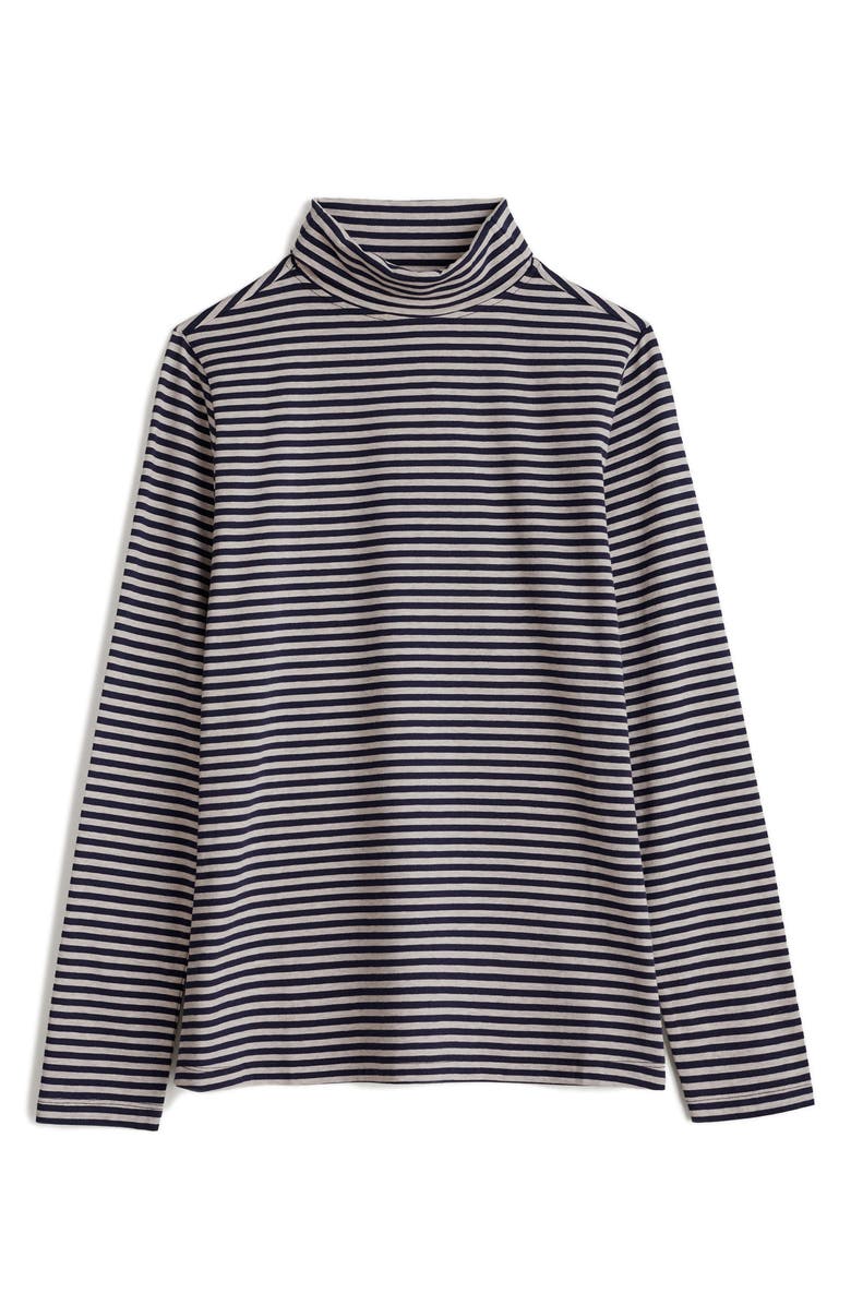 Seasalt Cornwall Landing Stripe Turtleneck Stretch Organic Cotton Top, Main, color, Pellitras Hessian Maritime