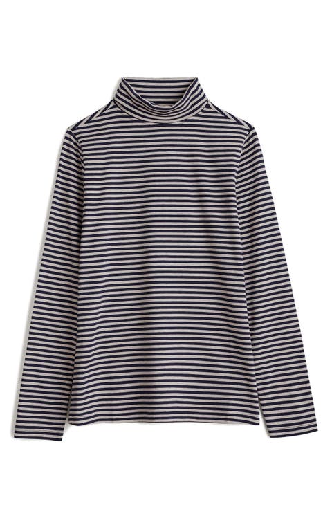 Landing Stripe Turtleneck Stretch Organic Cotton Top