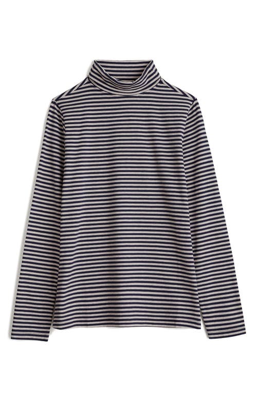 Seasalt Cornwall Landing Stripe Turtleneck Stretch Organic Cotton Top In Black