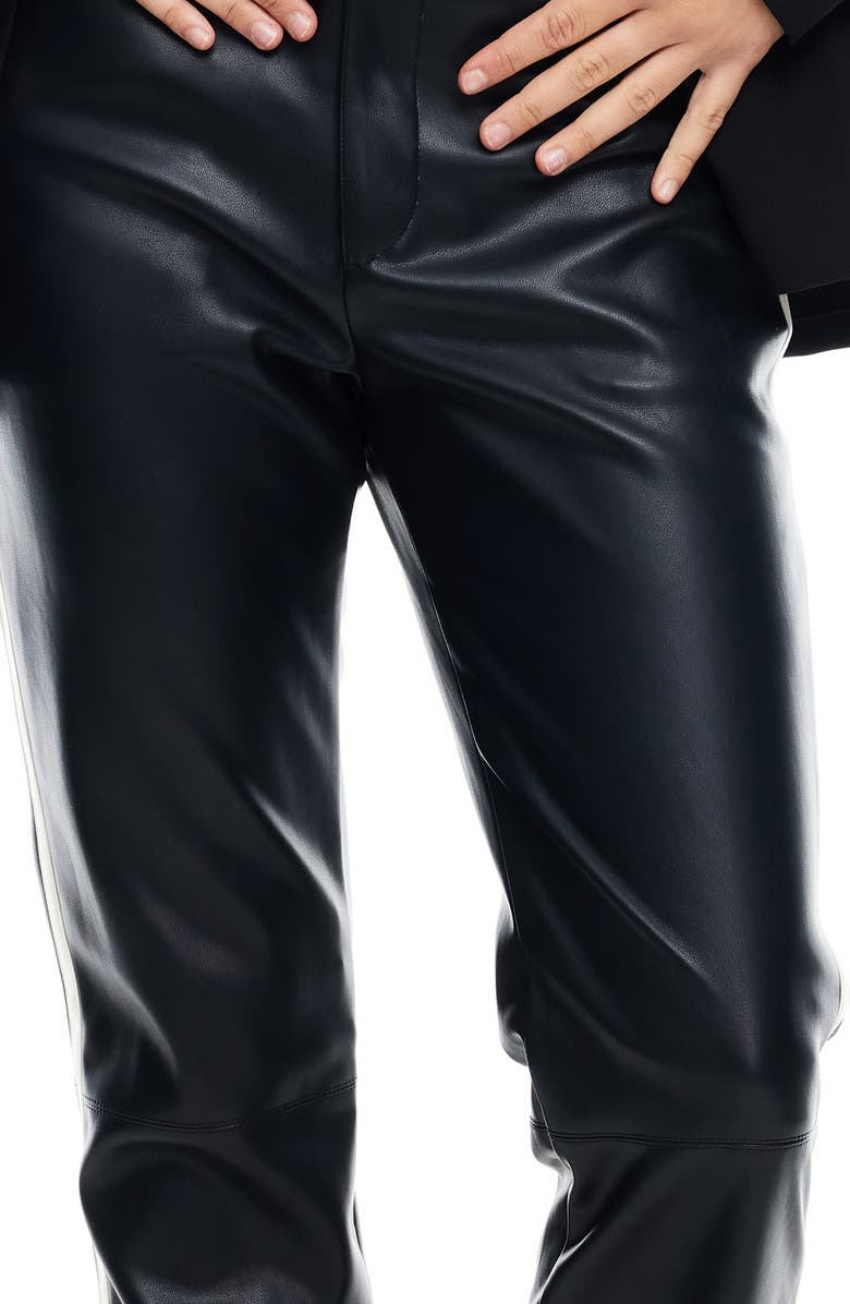 LIONESS Ace Faux Leather Slit Hem Pants, Alternate, color, Onyx