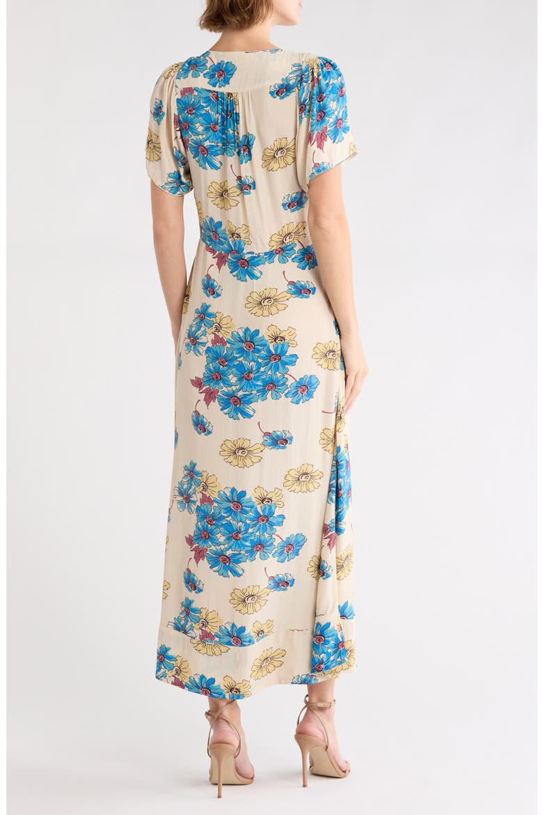 The Laurel Floral V-Neck Zip Front Dress, Alternate, color, SUNGOLD FLORAL