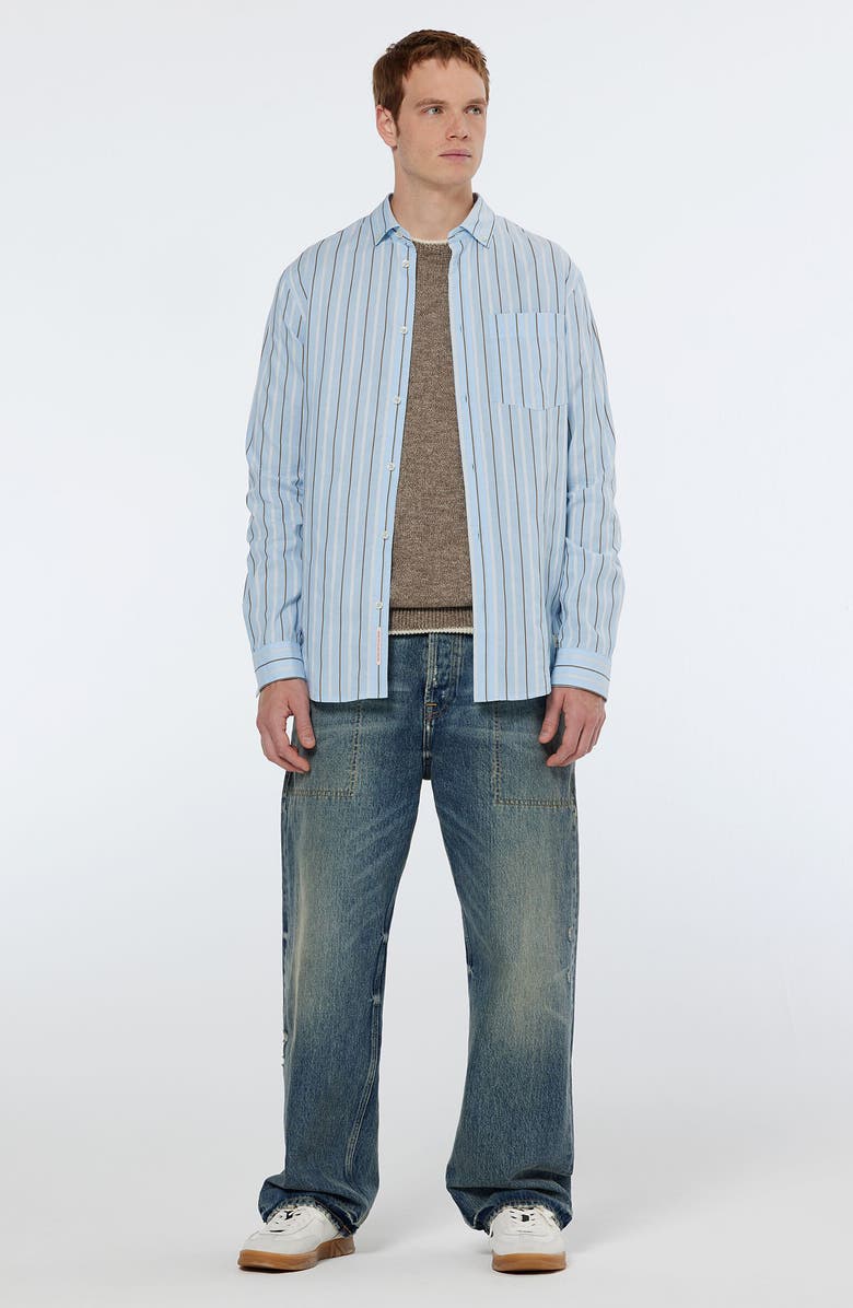 Scotch & Soda Regular Fit Stripe Cotton Dobby Button-Down Shirt, Alternate, color, Spring Blue Pinstripe