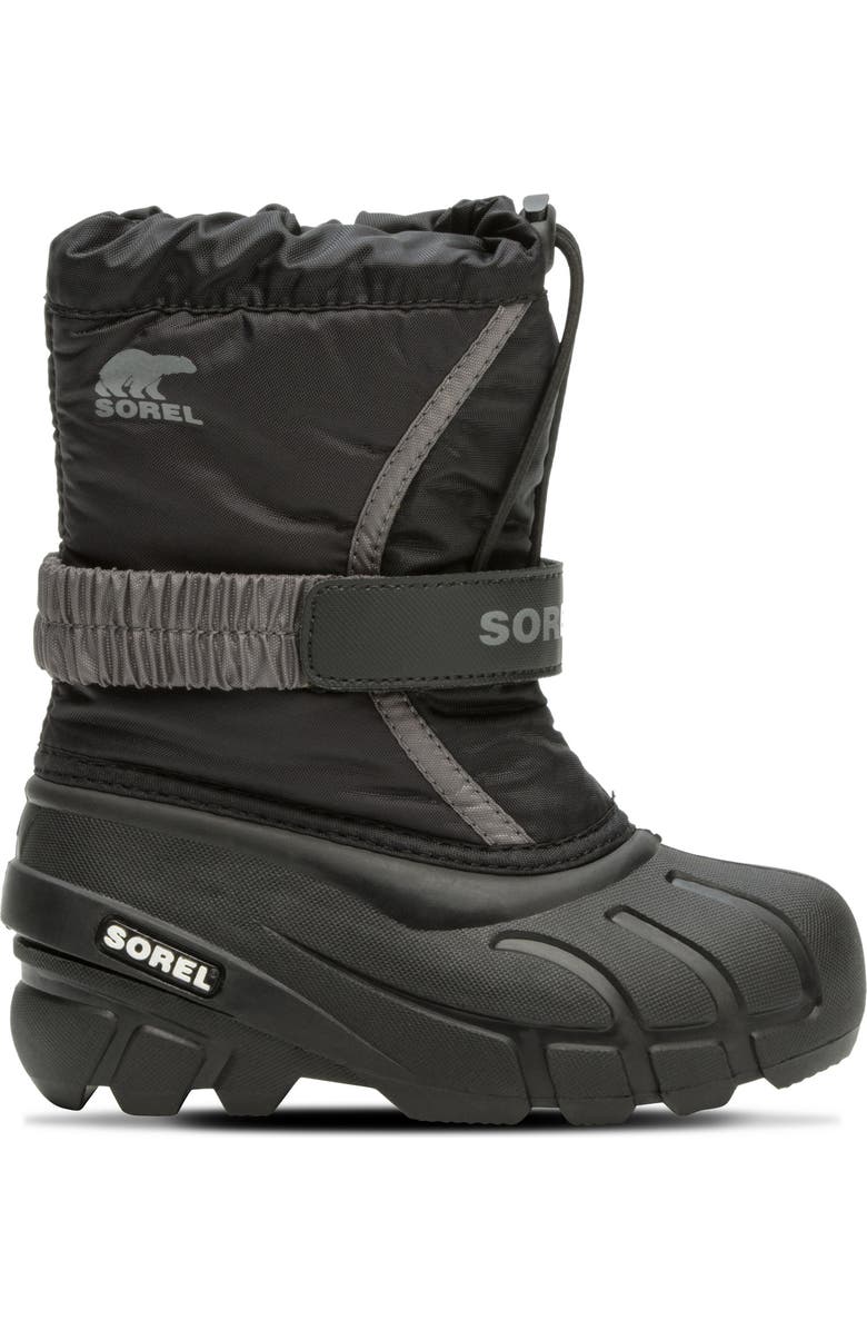 SOREL Kids' Flurry Waterproof Snow Boot, Alternate, color, Black/ City Grey