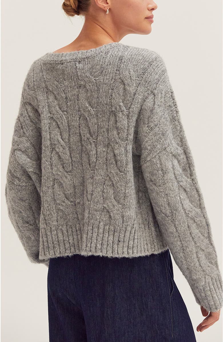 CRESCENT Cable Knit Sweater, Alternate, color, Heather Grey