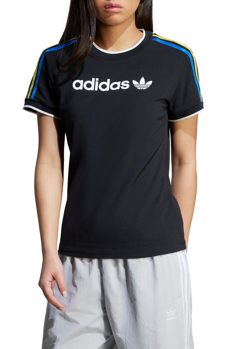 adidas Originals 3-Stripes Cotton Graphic T-Shirt, Main, color, Black