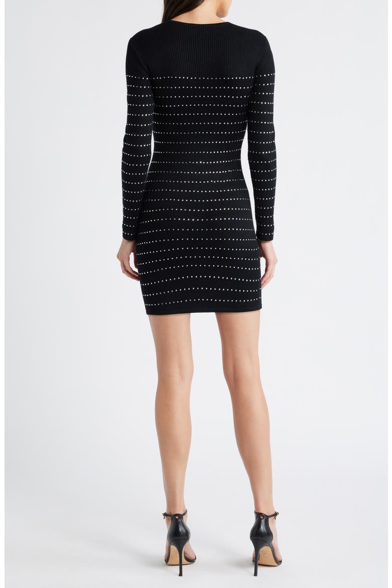 Rhinestone Long Sleeve Sweater Dress, Alternate, color, BLACK/ SILVER