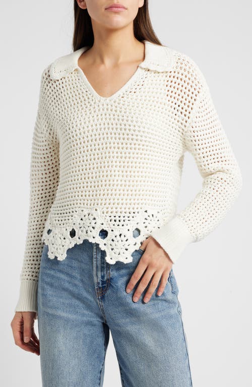Rails Louise Open Stitch Scallop Sweater In Ivory