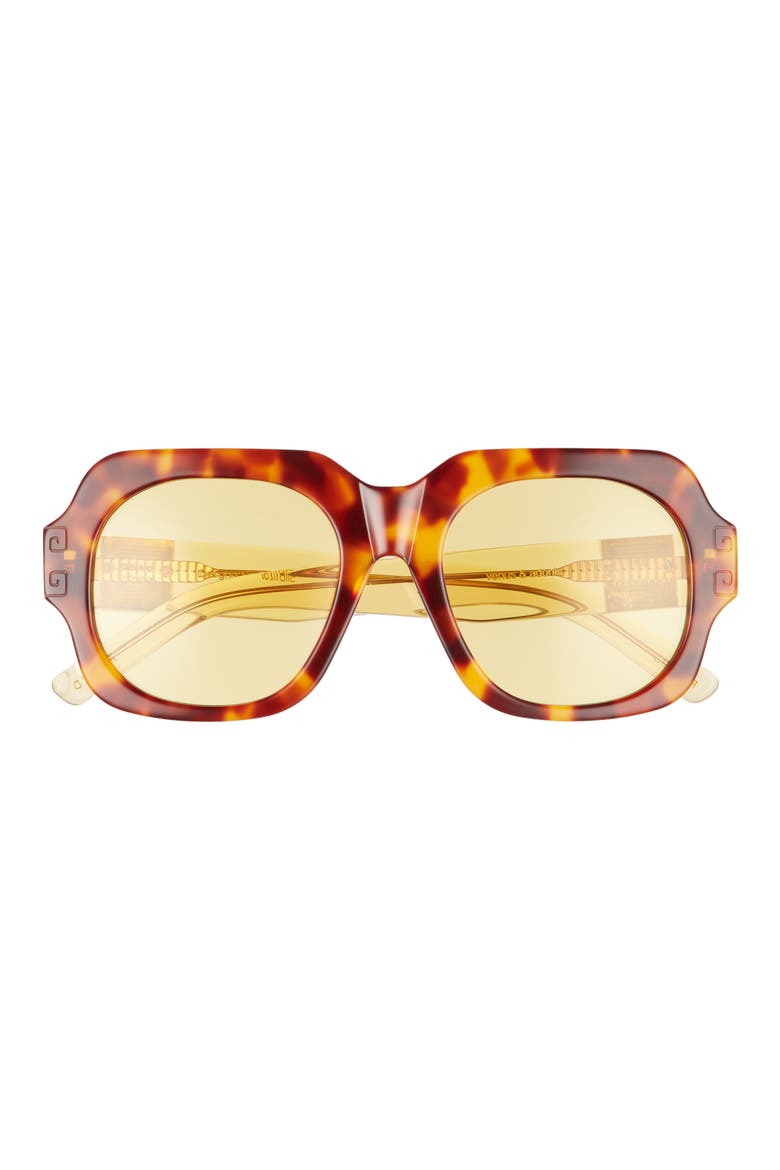 51.5mm Square Sunglasses, Main, color, TORTOISE SOLID YELLOW LENSES