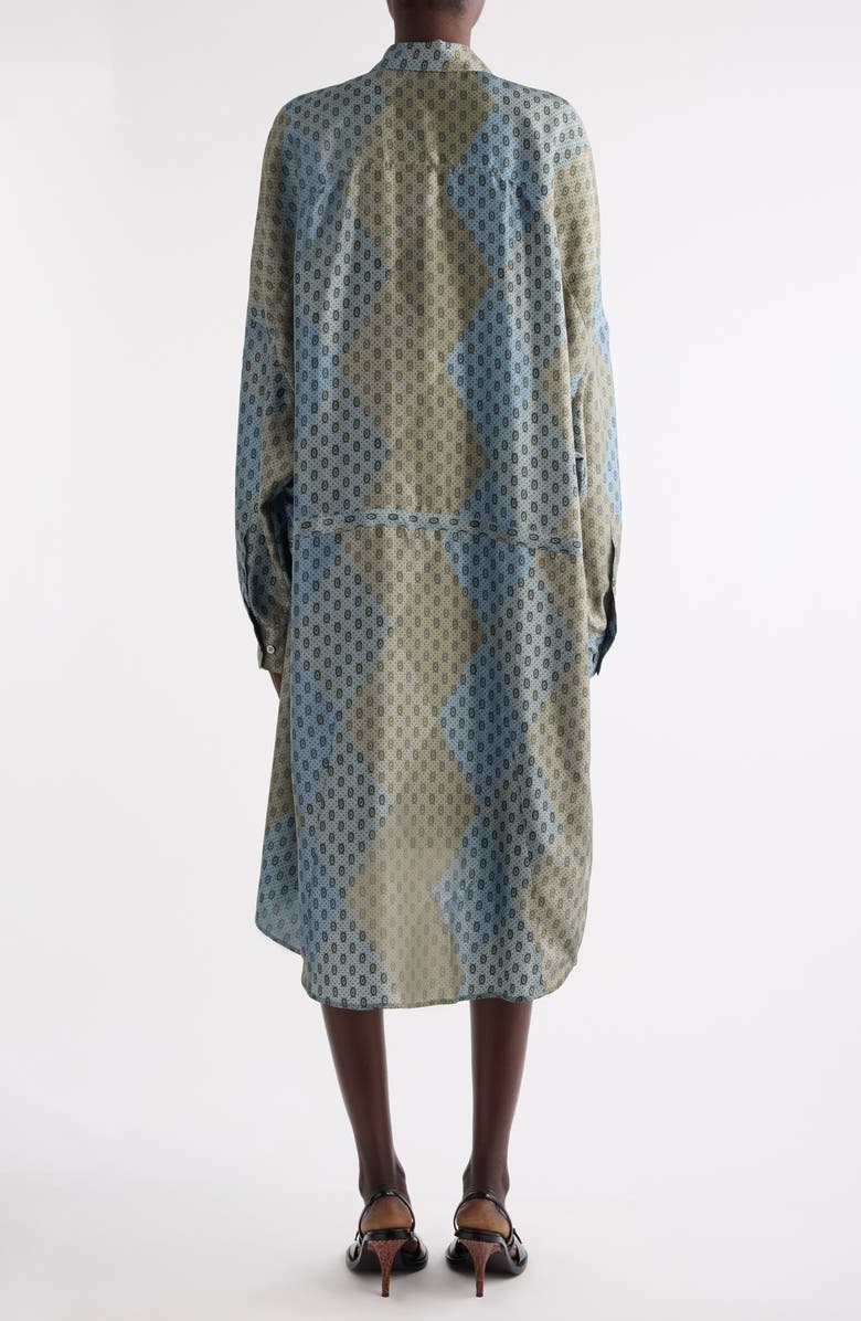 Dries Van Noten Dindia Print Long Sleeve Belted Silk Satin Shirtdress, Alternate, color, Stone