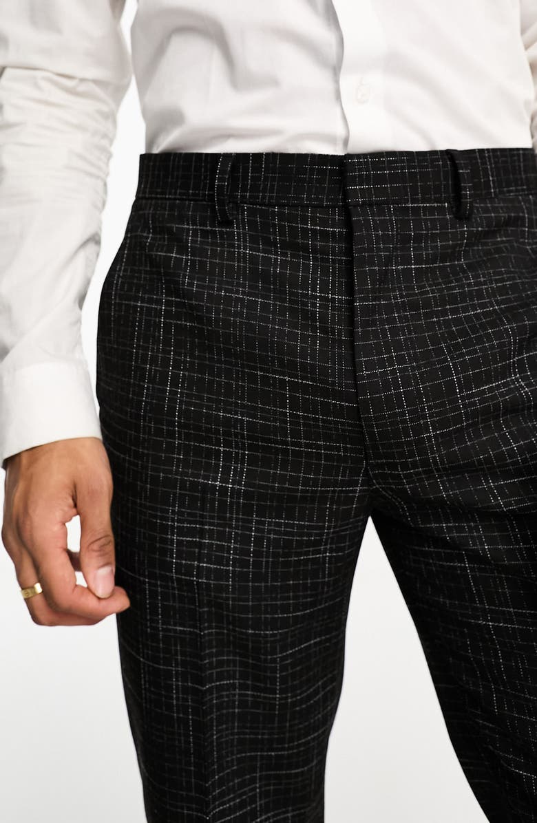 ASOS DESIGN Slim Fit Crosshatch Suit Trousers, Alternate, color,
