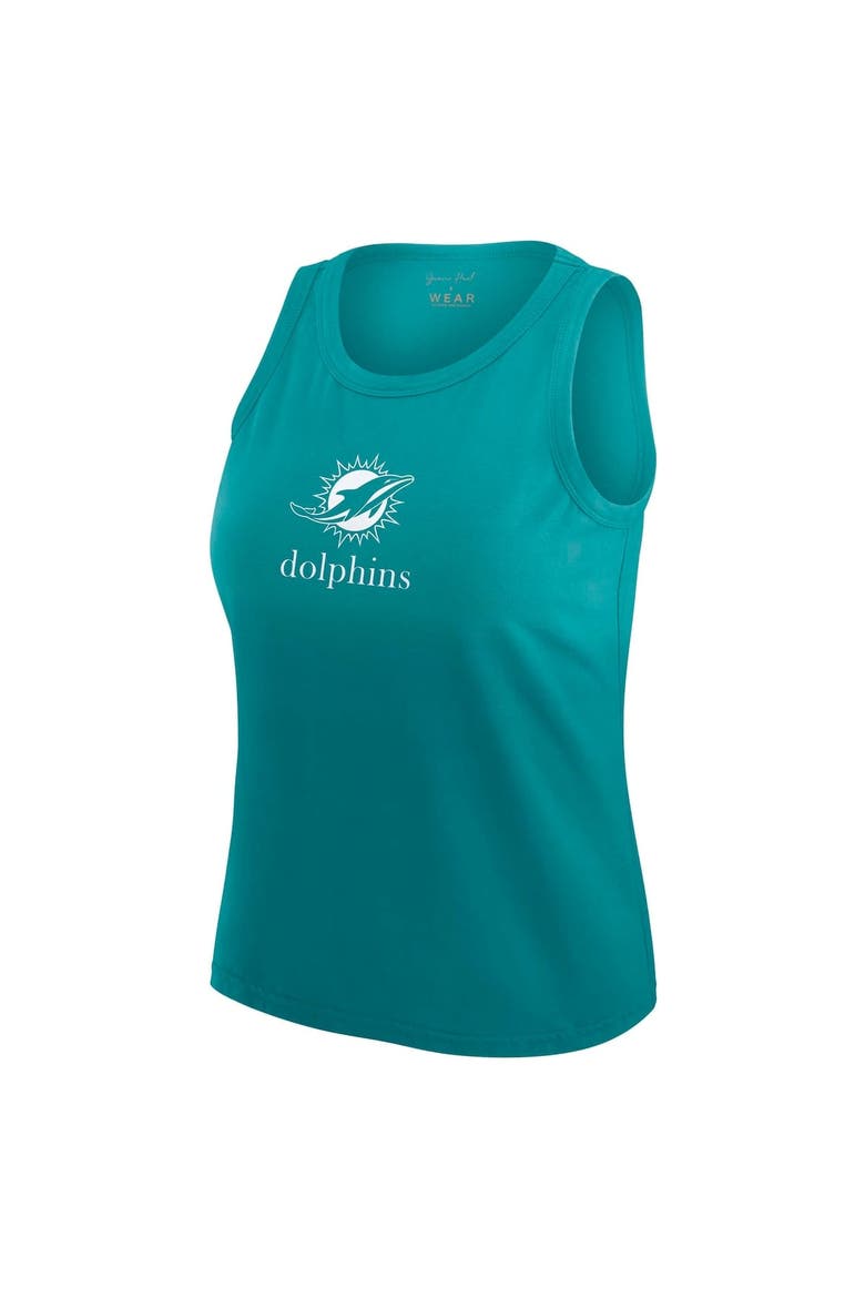 Women's WEAR by Erin Andrews x Gracie Hunt Aqua Miami Dolphins Ombre Tank Top, Alternate, color, Aqua