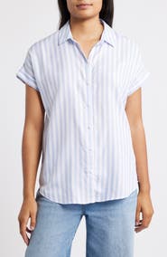 beachlunchlounge Kenzie Stripe Short Sleeve Button-Up Shirt