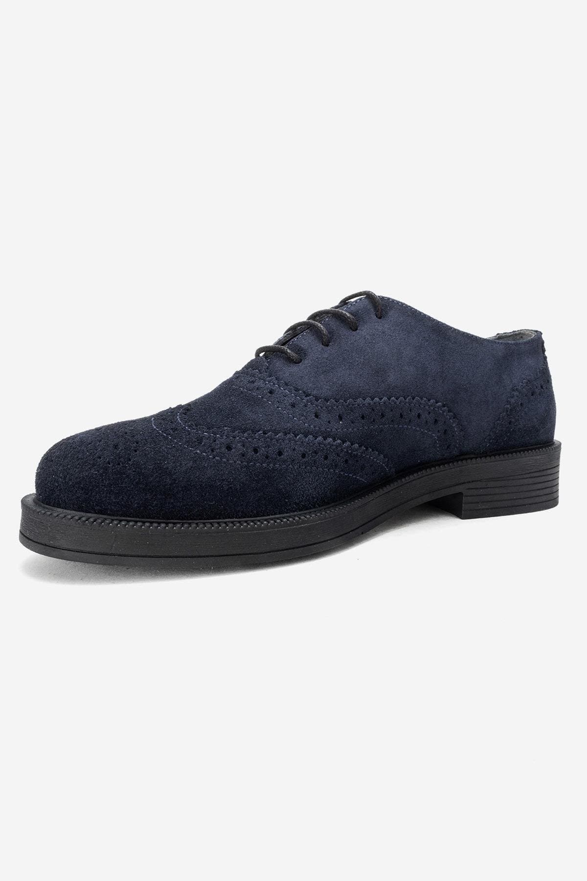 Avra Leather Oxford, Alternate, color, Navy Suede Leather