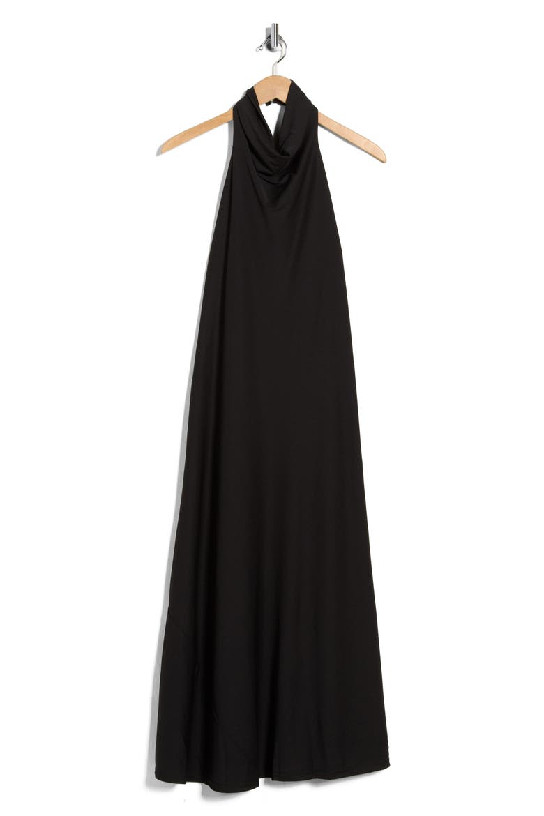 Jersey Halter Dress, Alternate, color, BLACK