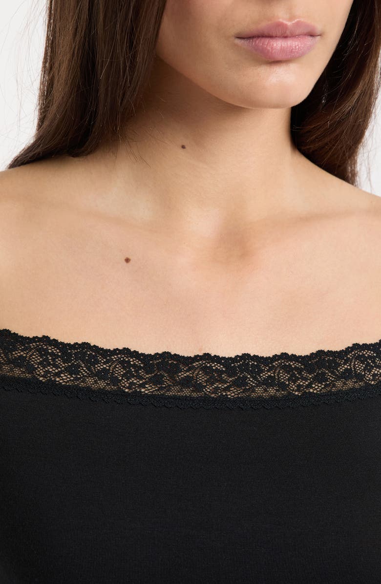 Etam Kitty Lace Trim Camisole, Alternate, color, Black