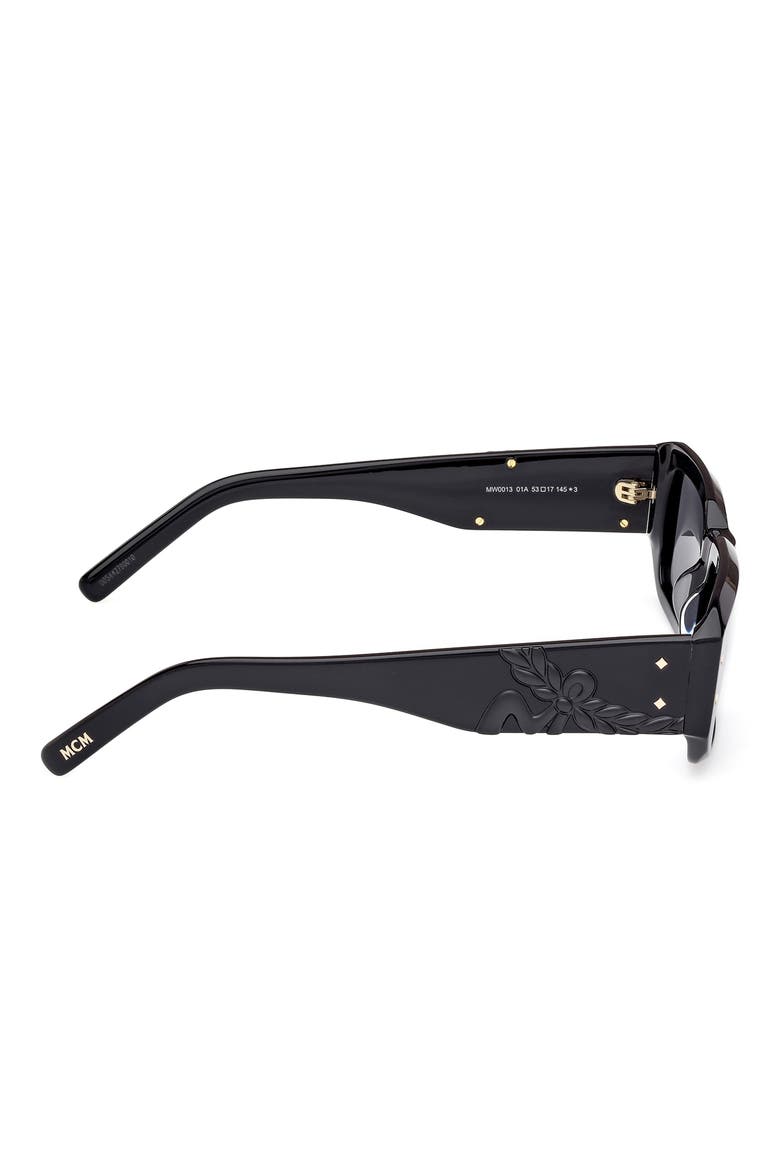 53mm Rectangular Sunglasses, Alternate, color, SHINY BLACK / SMOKE