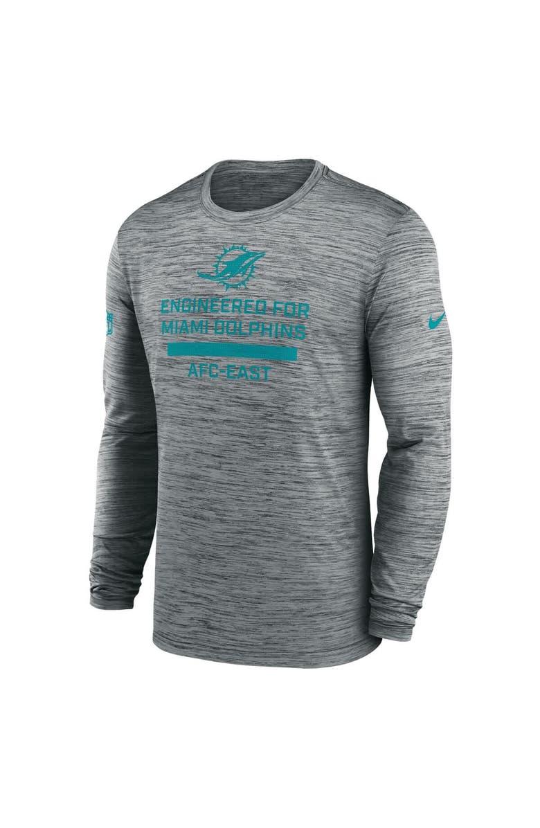 Nike Men's Nike Gray Miami Dolphins Sideline Velocity Performance Long Sleeve T-Shirt, Alternate, color, Gray