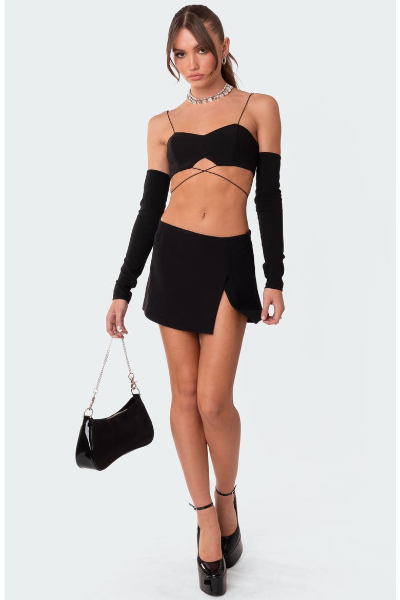 Beatrix Bralette with Detached Sleeves, Alternate, color, BLACK