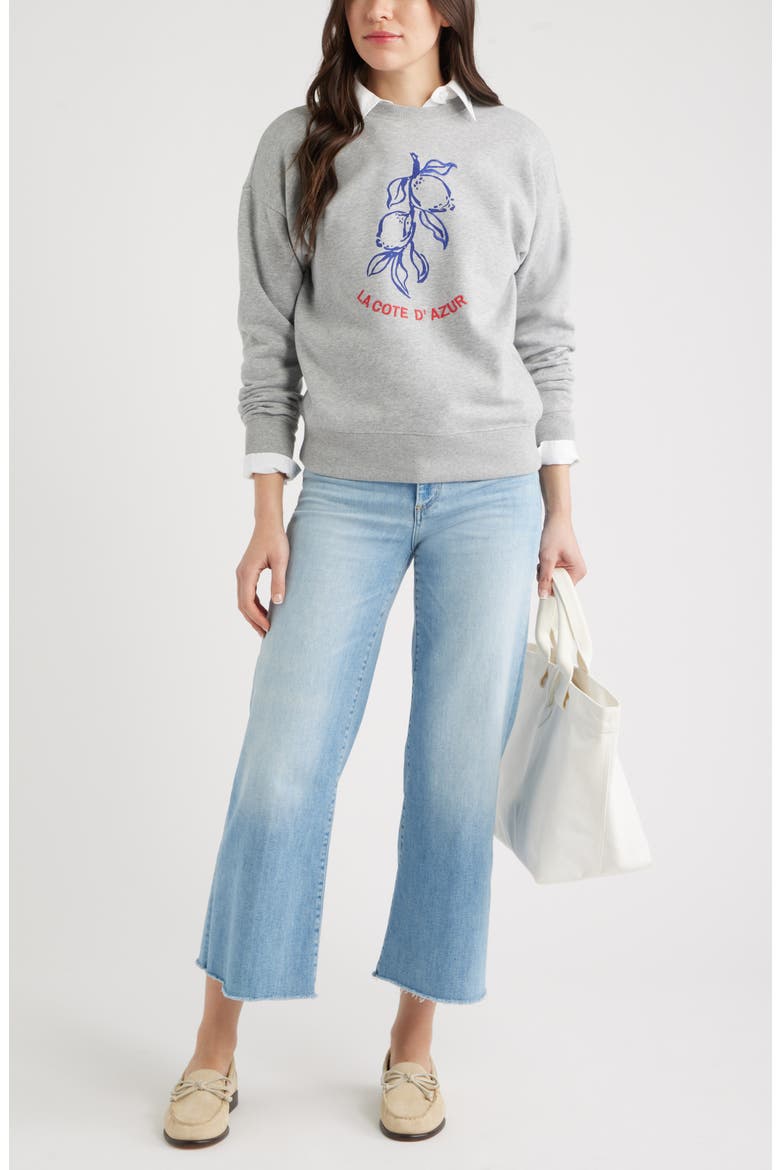 Embroidered Lemon Azur Graphic Sweatshirt, Alternate, color, GREY HEATHER LEMON GRAPHIC