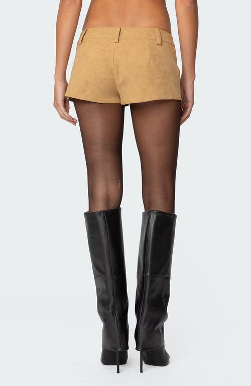 Edikted Shane Faux Suede Microshorts In Tan