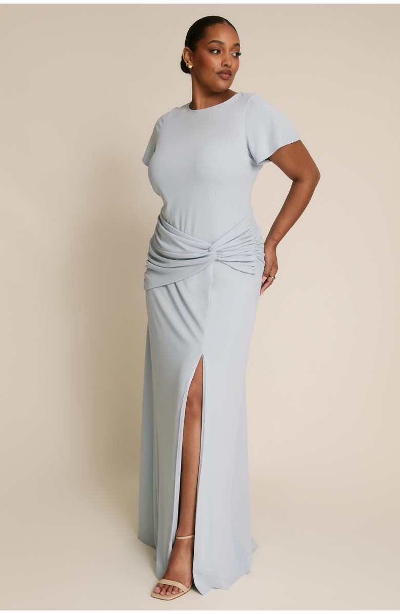 Six Stories Knot Panel Flutter Sleeve Maxi Dress, Alternate, color, Pale Blue