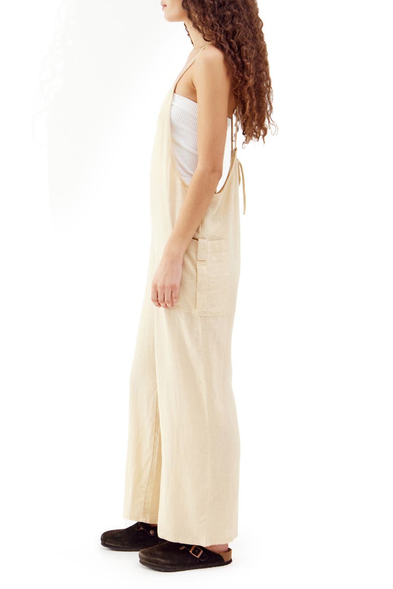 Linen Blend Overalls, Alternate, color, BISCOTTI