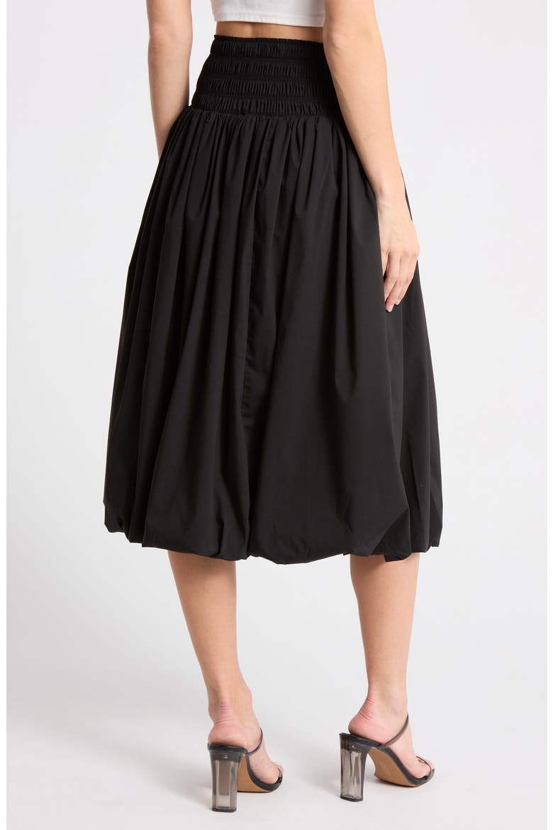 Smocked Waist Bubble Hem Pull-On Skirt, Alternate, color, BLACK