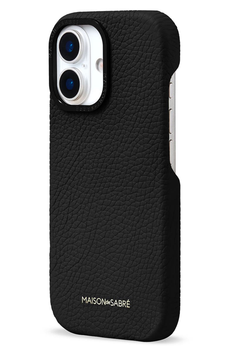 MAISON de SABRÉ Leather Phone Case, Alternate, color, Black Caviar