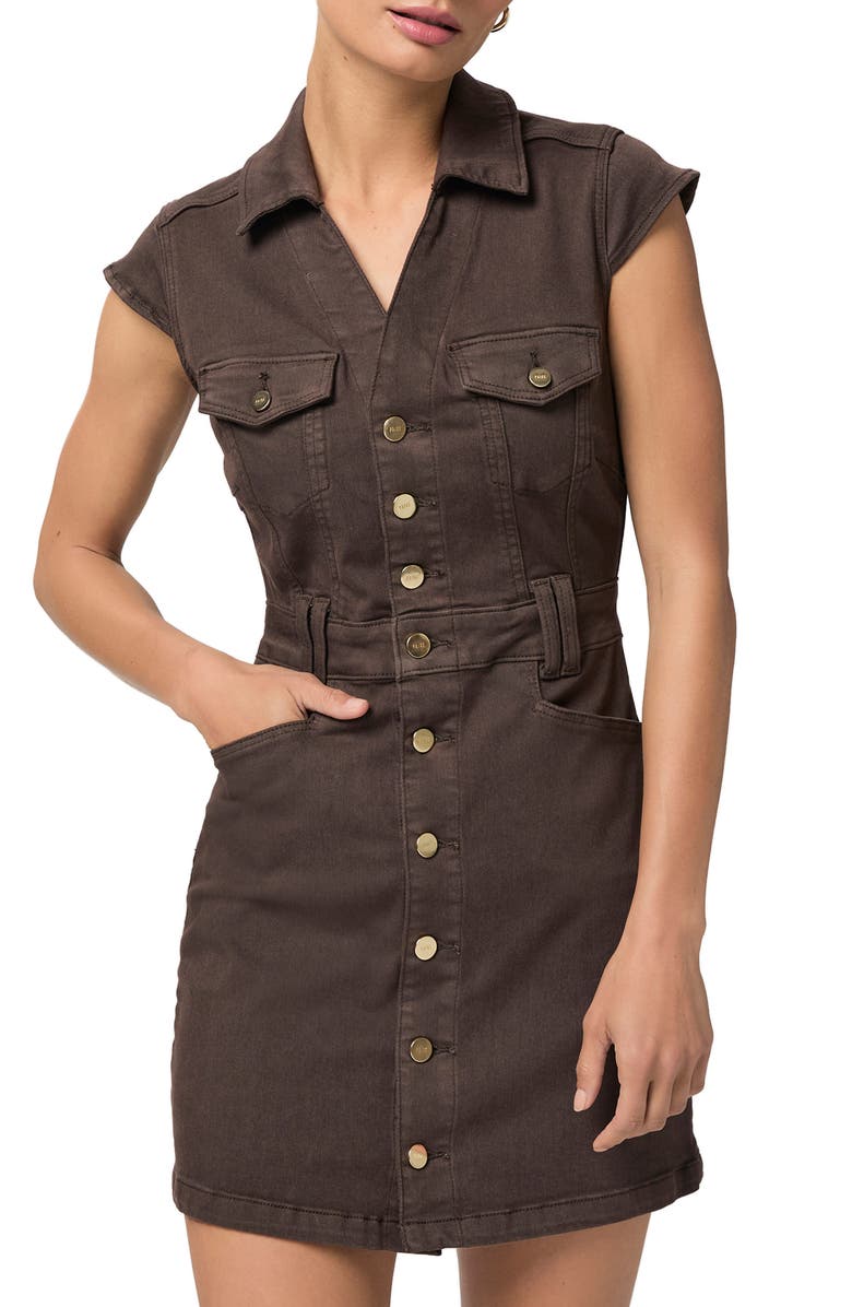 PAIGE Jaxsyn Jolene Denim Minidress, Alternate, color, Rich Chocolate